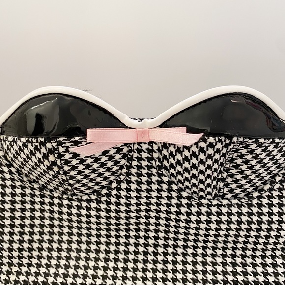 Frankie & Johnnie Make-up Cosmetic Houndstooth Bra Zipper Bag - Picture 2 of 7